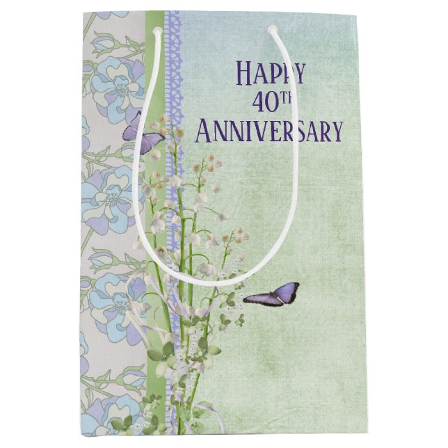 Lily of the Valley 40th Anniversary Medium Gift Bag (Front)