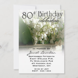 Lily of the Valley 80th Birthday Party Invitations