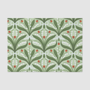Lily of the valley and ladybugs symmetry in green, tissue paper