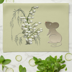 Lily-of-the-Valley and Mouse American MoJo Kitchen Towel