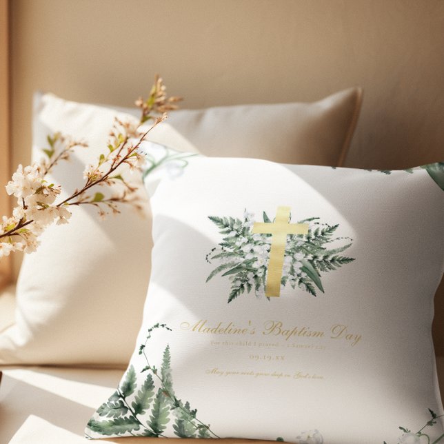 Lily of The Valley | Baptism Christening Keepsake Throw Pillow (Creator Uploaded)