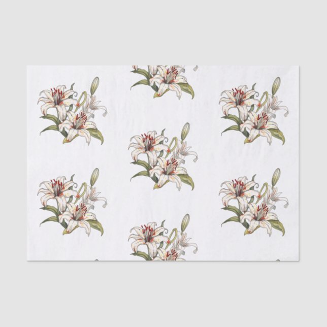 Lily Of The Valley. Blooming orange lily stem Tissue Paper (Front)