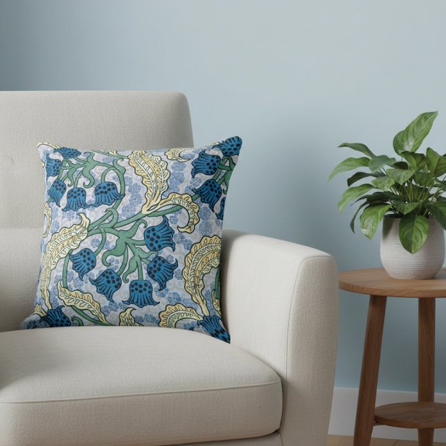 Lily of the Valley Blue Floral Throw Pillow (Creator Uploaded)