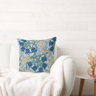 Lily of the Valley Blue Floral Throw Pillow