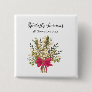 Lily Of The Valley Bouquet  2 Inch Square Button
