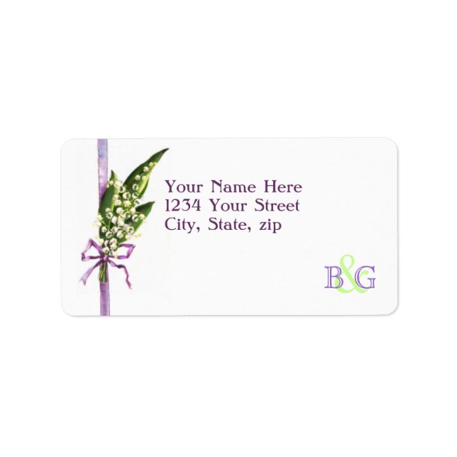 Lily of the Valley BRIDAL monogram address label (Front)