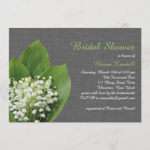 Lily of the Valley Bridal Shower grey burlap Invitation