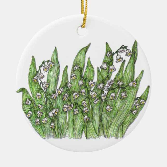 Lily of the Valley Ceramic Ornament (Front)