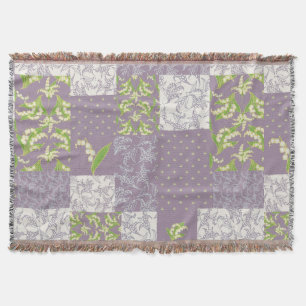 Lily-of-the-Valley Faux Patchwork Mauve Throw Blanket