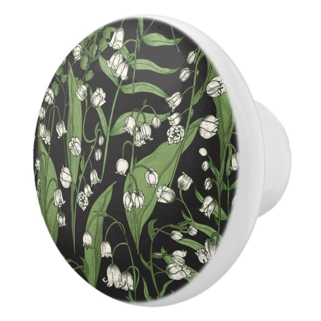 Lily of the Valley Floral Ceramic Knob (Right)