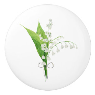 Lily of the Valley Floral Furniture Ceramic Knob