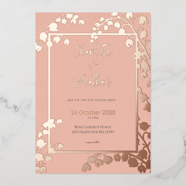 Lily of the Valley Floral Garden Wedding Gold    (Front)