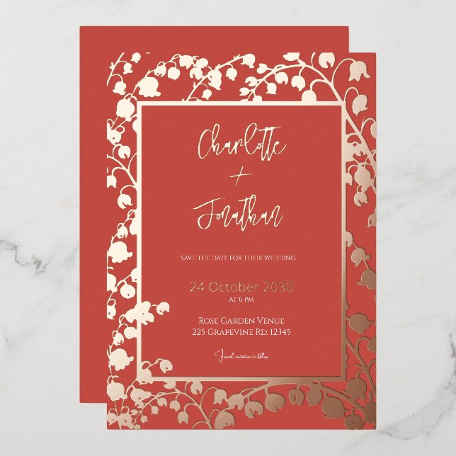 Lily of the Valley Floral Garden Wedding Gold    (Front/Back)