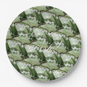 LILY OF THE VALLEY FLORAL  MONOGRAMMED PAPER PLATE