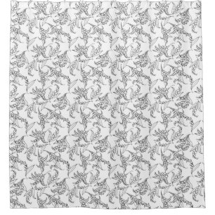 Lily-of-the-Valley Floral Motif Black on White