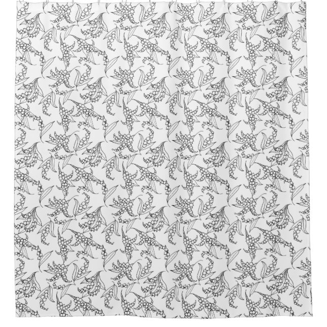 Lily-of-the-Valley Floral Motif Black on White (Front)