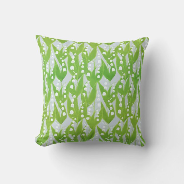 Lily of the Valley Floral Pattern Throw Pillow (Front)