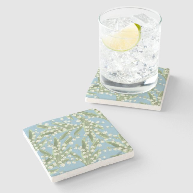 Lily of the valley Floral  Stone Coaster (Side)
