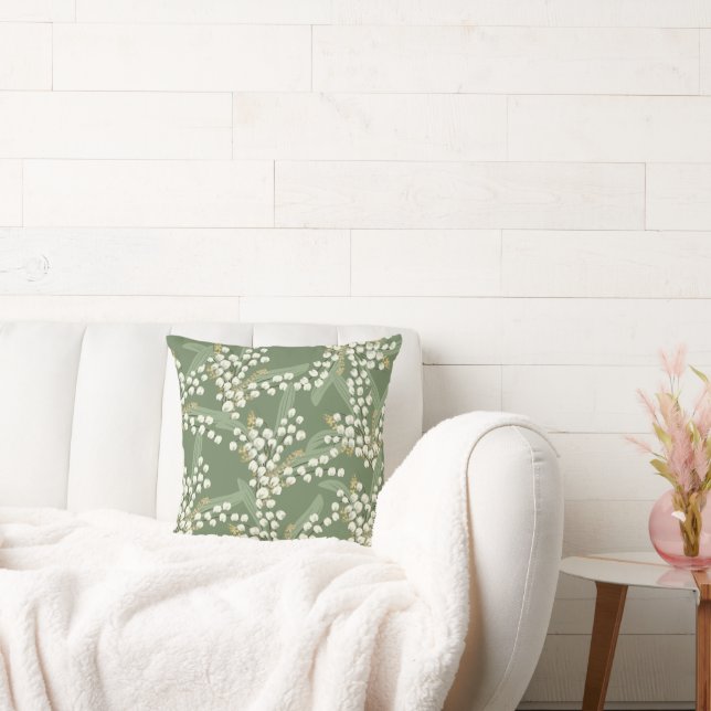 Lily of the valley Floral  Throw Pillow (Couch)