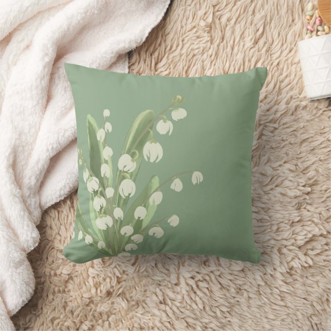 Lily Of The Valley Floral  Throw Pillow (Blanket)
