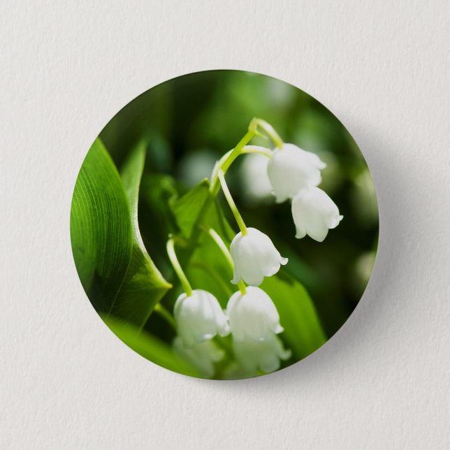 Lily of the valley flower 2 inch round button (Front)