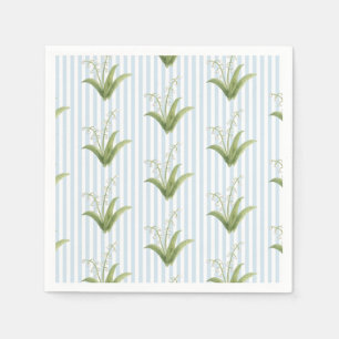 Lily of the Valley Flower Shower Blue Stripe Napkin