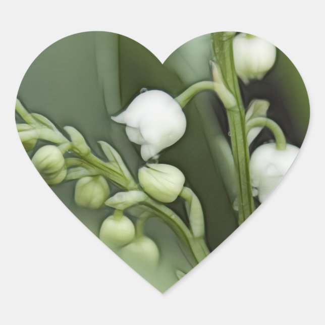 Lily of the Valley Flowers Heart Sticker (Front)