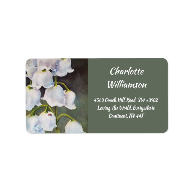 Lily of the Valley Flowers in Watercolor Label (Front)