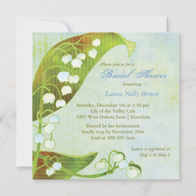 Lily of the Valley Green Floral Bridal Shower Invitation (Front)