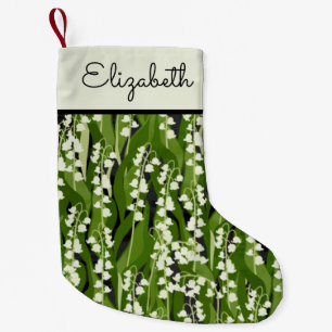 Lily of the Valley Greenery Custom Name Small Christmas Stocking