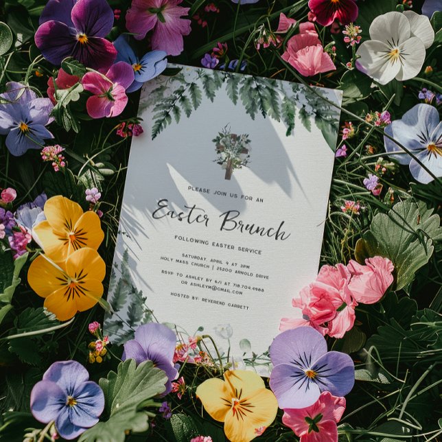 Lily of the Valley Greenery | Rustic Cross Easter  Invitation (Creator Uploaded)