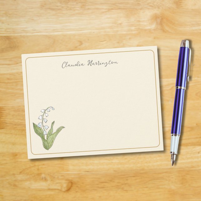 Lily of the Valley Hand-Illustrated Beige Floral Card (My hand-painted lily of the valley is delicately placed on a soft beige background on this card.)