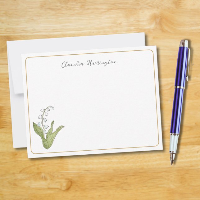 Lily of the Valley Hand-Illustrated Spring Floral Card (These lily of the valley note cards feature my own original watercolor art of the pretty wildflower.)