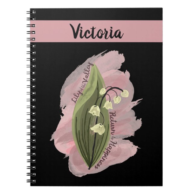 Lily of the Valley Happiness Personalized Photo Notebook (Front)