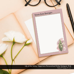 Lily of the Valley Happiness Personalized Pink Post-it Notes