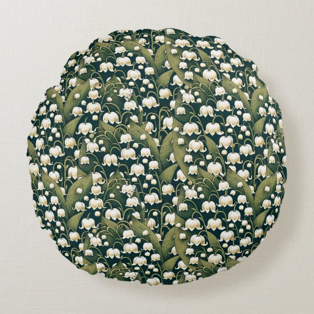 Lily of the Valley Heart Wreath                    Round Pillow (Front)