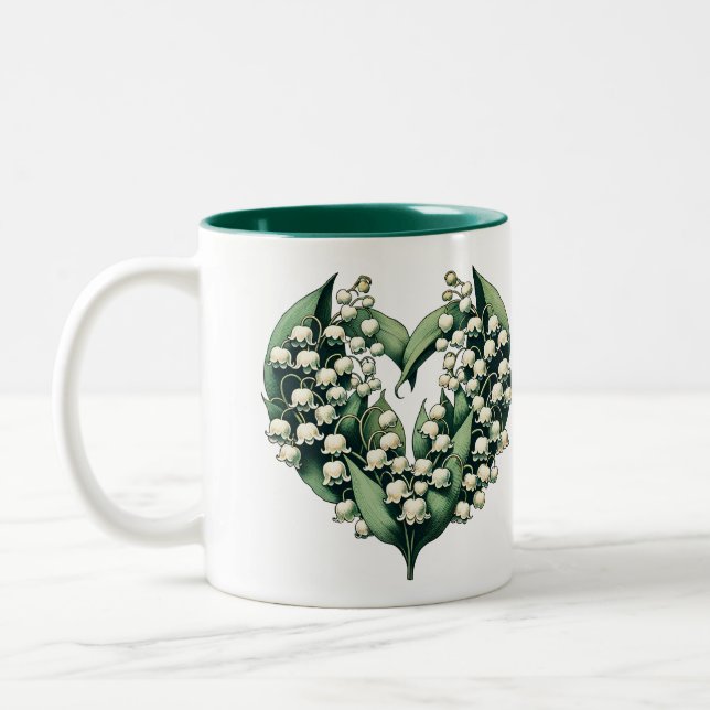 Lily of the Valley Heart Wreath                    Two-Tone Coffee Mug (Left)