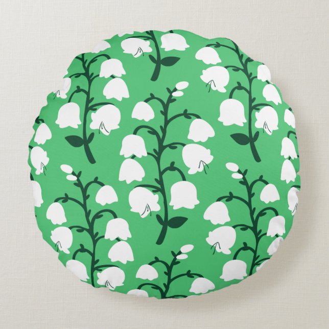 Lily of the Valley in Emerald Colour Tote Bag Round Pillow (Front)