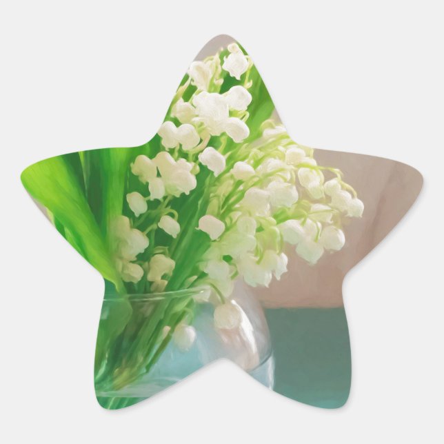 Lily of the valley in vase star sticker (Front)