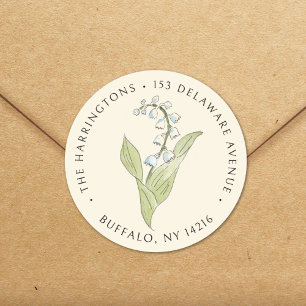 Lily of the Valley Ivory Floral Return Address Classic Round Sticker