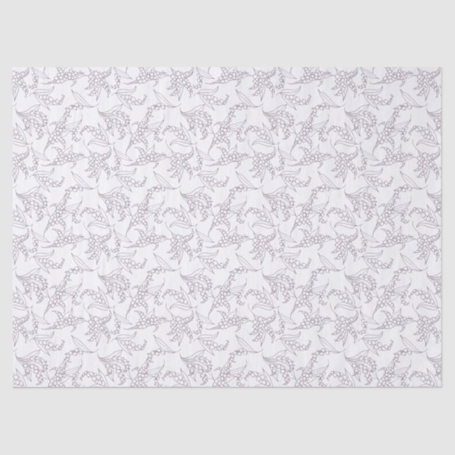 Lily-of-the-Valley Mauve Outlines on White Pattern Tissue Paper (Front)