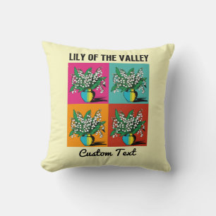 Lily of the Valley May Birth Month Flower Colorful Throw Pillow