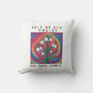 Lily of the Valley May Birth Month Flower Elegant Throw Pillow