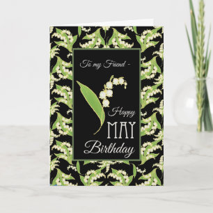 Lily-of-the-Valley May Birthday Card, Black Friend Card