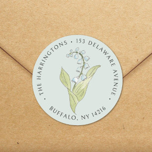 Lily of the Valley May Sage Floral Return Address Classic Round Sticker