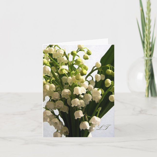 Lily of the Valley Monogram Note Card (Front)