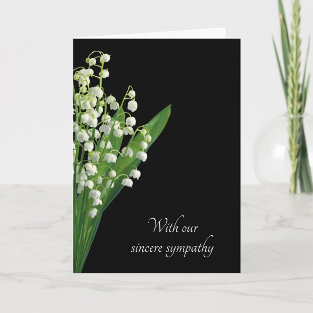 Lily of the Valley On Black Sympathy  Card (Front)