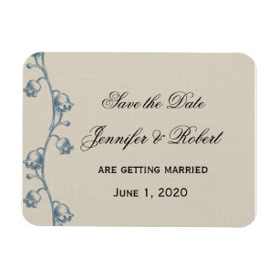 Lily of the Valley on Ecru Linen Save the Date Magnet