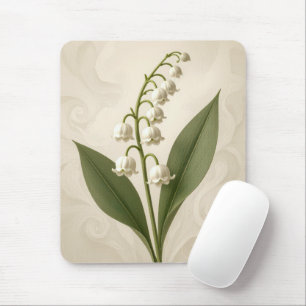Lily of the Valley On Neutral Abstract Design Mouse Pad