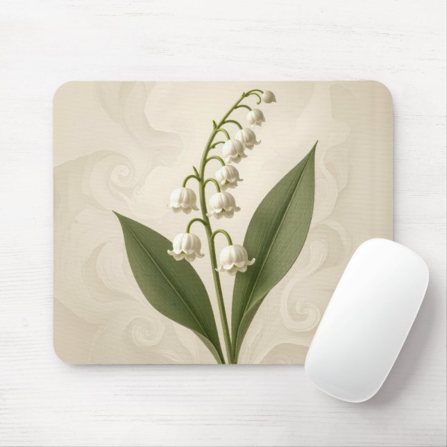 Lily of the Valley On Neutral Abstract Design Mouse Pad (With Mouse)